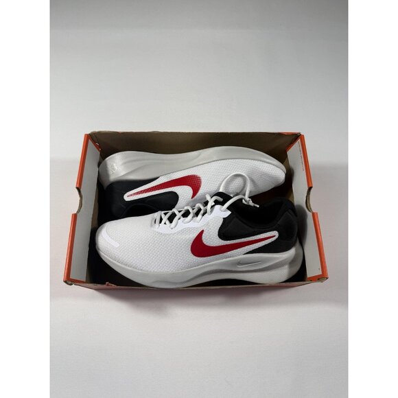 New Nike Revolution 7 Shoes Mens Size 11.5 White Red Black Running FB2207 102 - Picture 1 of 11